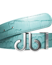Aqua Crocodile Leather Designer Golf Belt