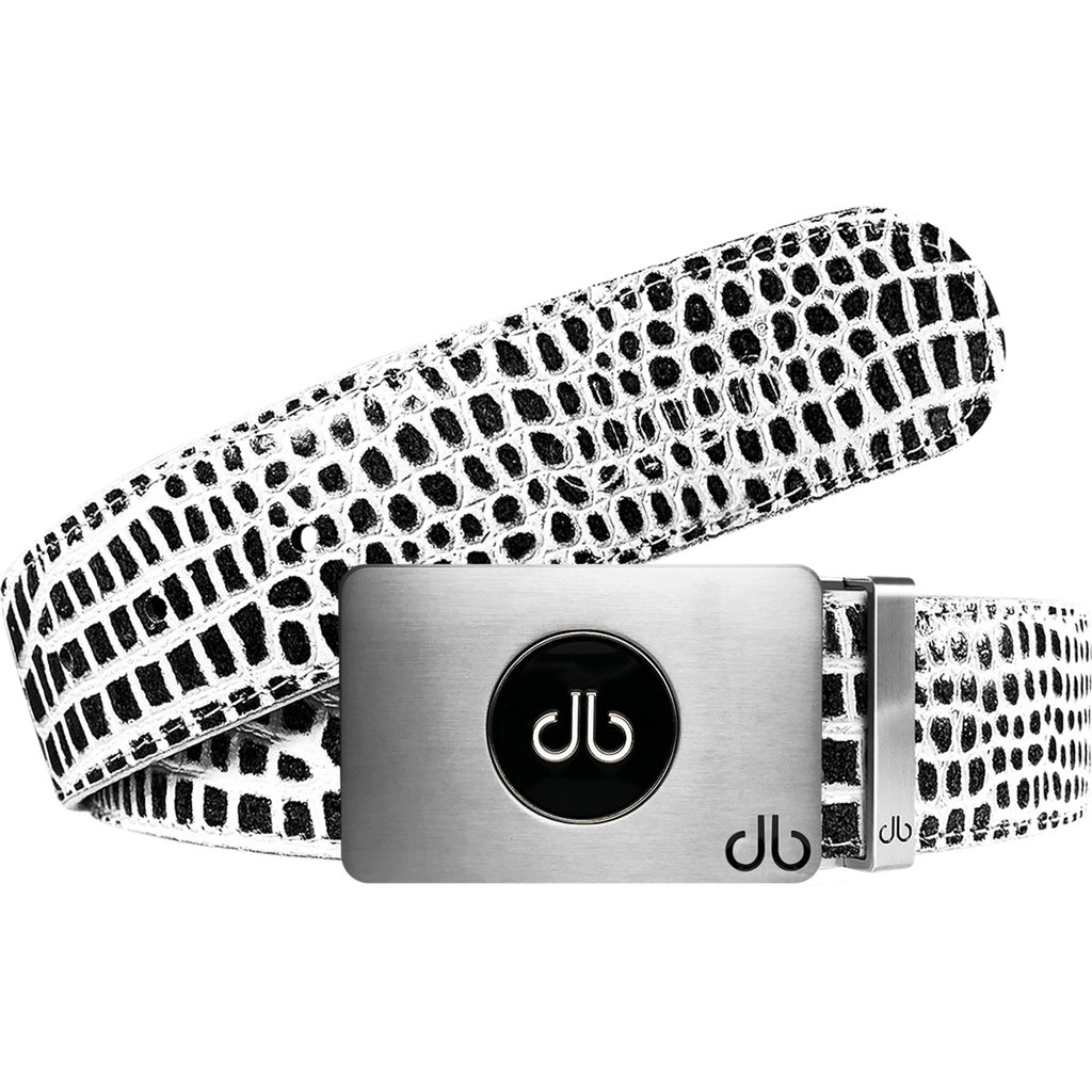Ballmarker Black & White Crocodile Leather Texture Belt