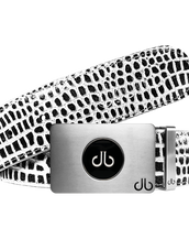 Ballmarker Black & White Crocodile Leather Texture Belt