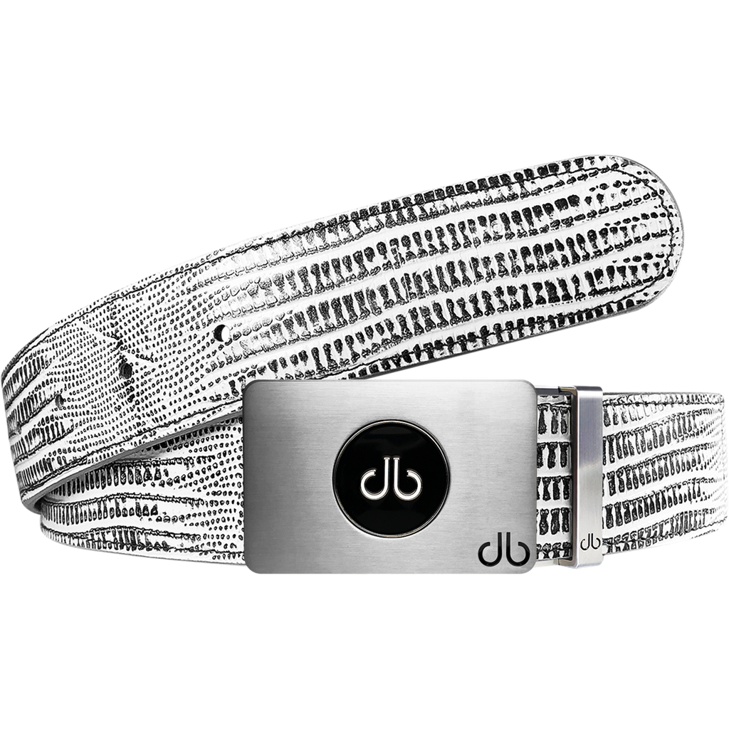 Ballmarker White & Black Lizard Leather Texture Belt