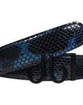 Shiny Snakeskin Texture Belt Blue & Black with Matte Black ‘db’ Icon Buckle