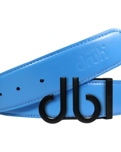 Full Grain Leather Belt in Sky Blue with Matte black ‘db’ Icon Buckle