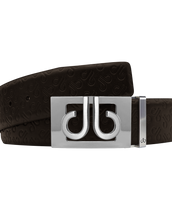 Brown Db Icon Pattern Embossed Leather Belt With Silver Db Classic Thru Buckle