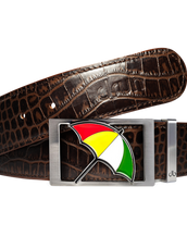 Arnold Palmer Crocodile Leather Belt in Dark Brown