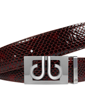 Shiny Snakeskin Texture Burgundy & Black with Silver ‘db’ Thru Buckle