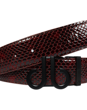 Shiny Snakeskin Texture Burgundy & Black with Matte DB Icon Buckle
