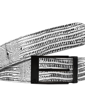 Black and White Lizard Texture Leather Belt with Matte Prong Buckle