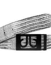 Black and White Lizard Texture Leather Belt with Matte Classic Buckle