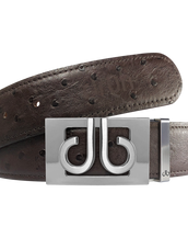 Brown Ostrich Textured Leather Strap with Buckle