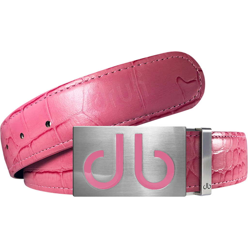 Pink Crocodile Leather Designer Golf Belt