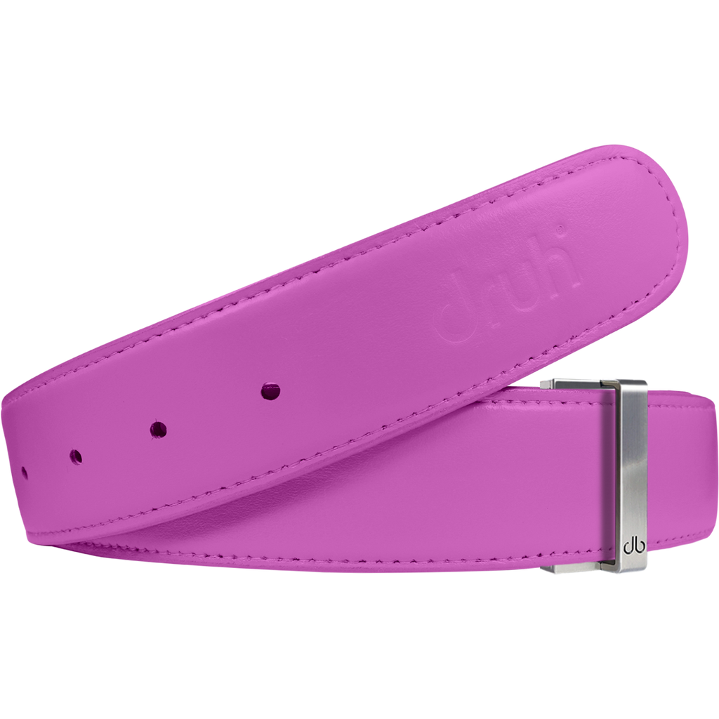 Pink Plain Textured Leather Belt
