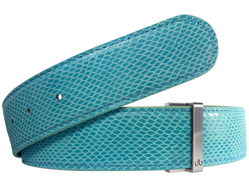 Aqua Snakeskin Leather Belt