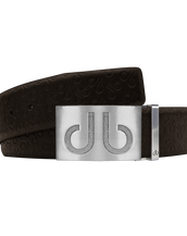 Brown Db Icon Pattern Embossed Leather Belt With Silver Druh Db Classic Buckle