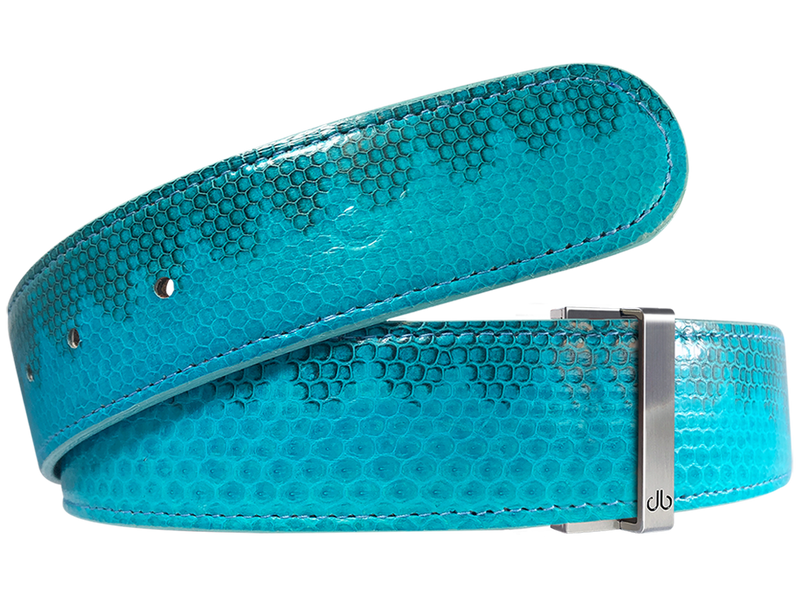 Light Blue Snakeskin Leather Belt