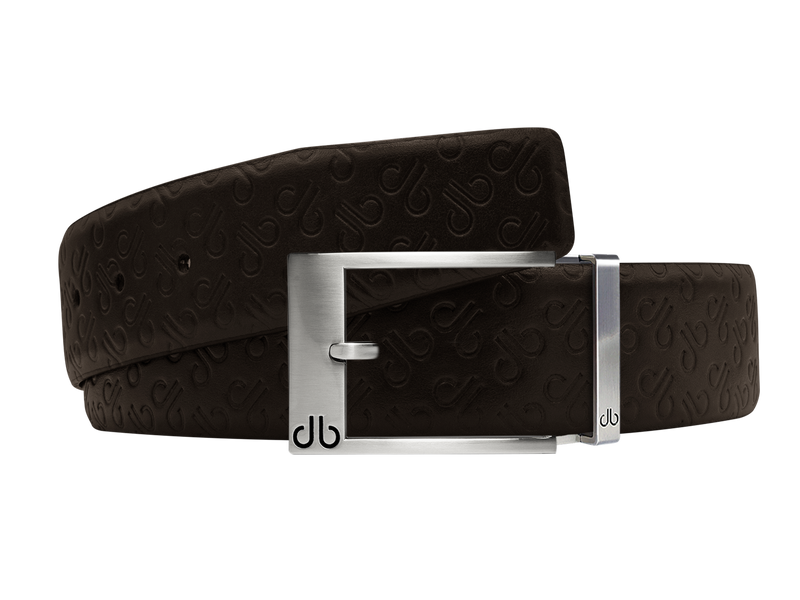 Brown Db Icon Pattern Embossed Leather Belt With Silver Classic Prong Buckle