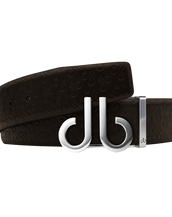 Brown Db Icon Pattern Embossed Leather Belt With Druh Db Silver Icon Buckle