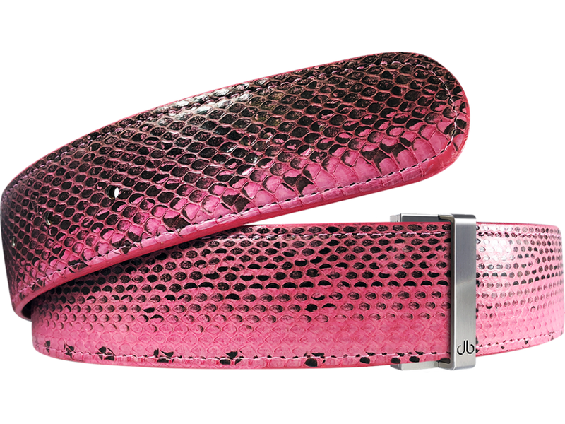 Pink Snakeskin Leather Belt