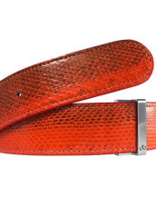 Orange Snakeskin Leather Belt