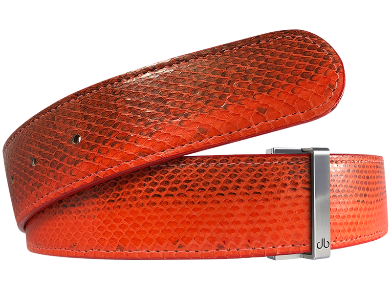 Orange Snakeskin Leather Belt