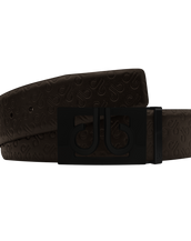 Brown Db Icon Pattern Embossed Leather Belt With Black Db Classic Thru Buckle