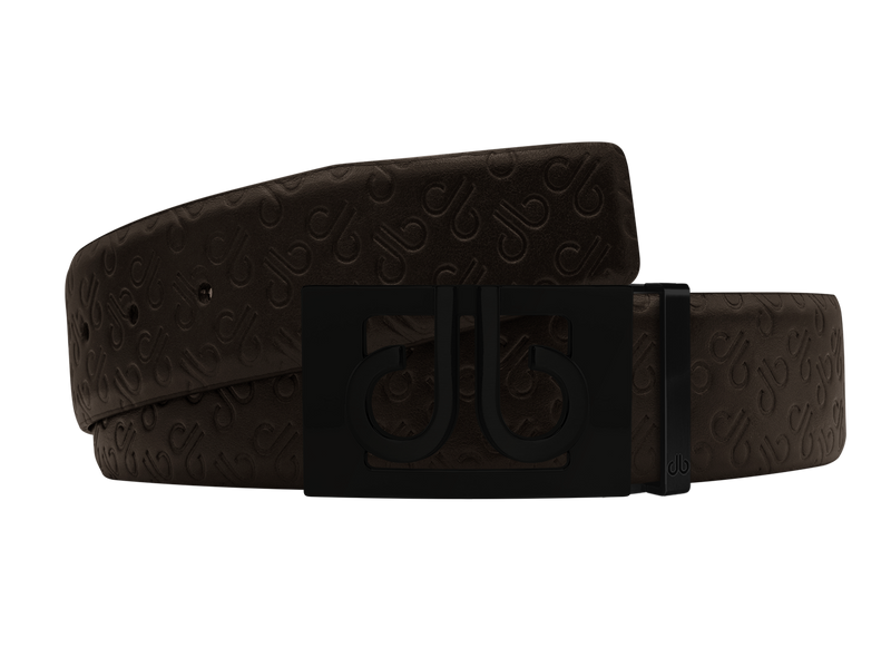 Brown Db Icon Pattern Embossed Leather Belt With Black Db Classic Thru Buckle