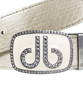 White Snakeskin Leather Belt with buckle