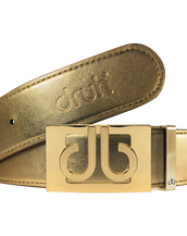 Gold Plain Leather Texture Belt with buckle