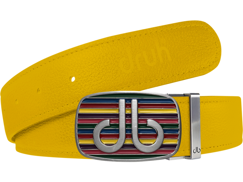 Yellow Full Grain Textured Leather Strap with Buckle