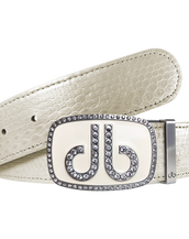 White Snakeskin Leather Belt with buckle