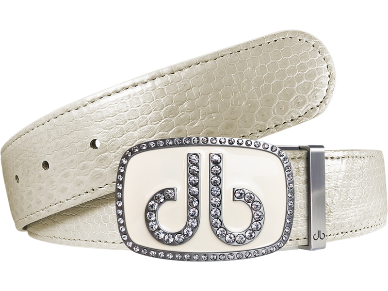 White Snakeskin Leather Belt with buckle