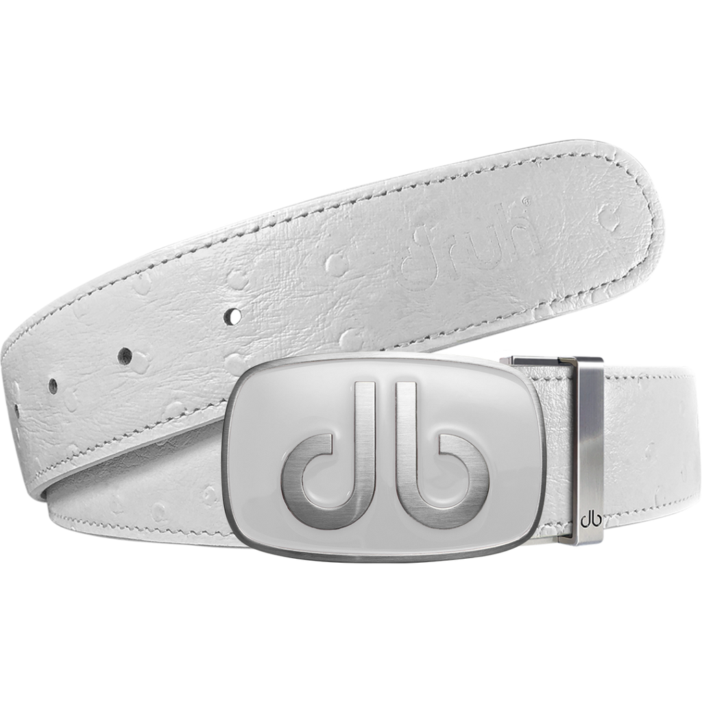 White Ostrich Texture Leather Strap with db Classic Stripe Buckle