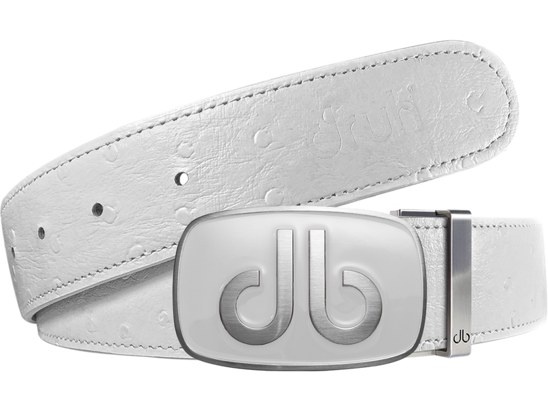 White Ostrich Texture Leather Strap with db Classic Stripe Buckle