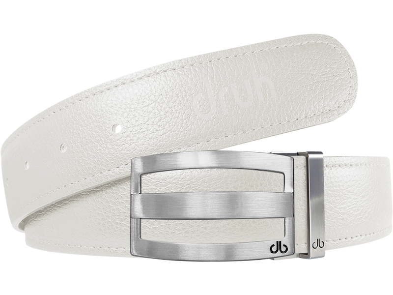 White Full Grain Textured Leather Strap with Buckle
