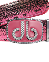 Pink Snakeskin Leather Belt with Buckle