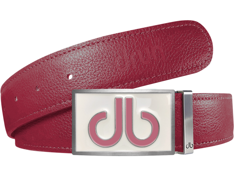 Pink Full Grain Leather Texture Belt with Buckle
