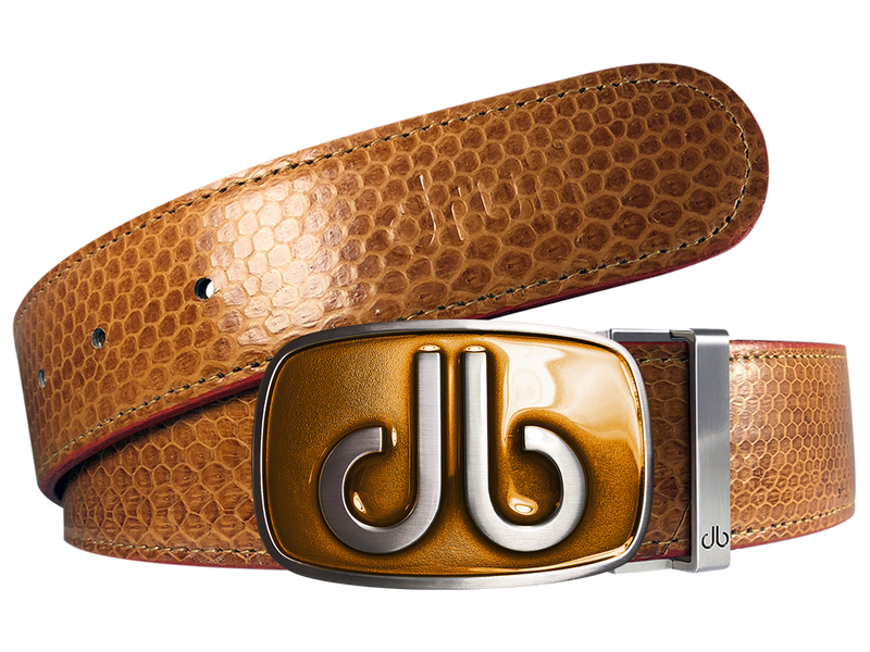 Brown Snakeskin Leather Belt with buckle