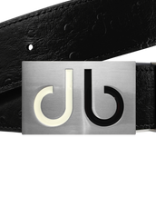 Black Ostrich Textured Leather Strap with Buckle