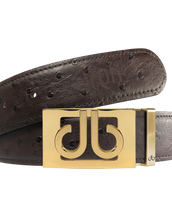 Brown Ostrich Textured Leather Strap with Buckle
