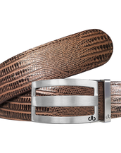 Brown Lizard Textured Leather Belt with buckle