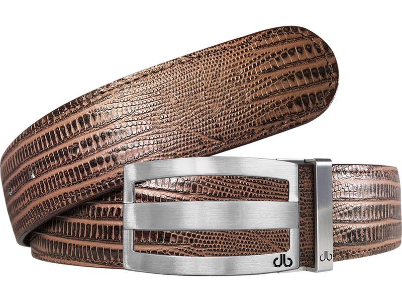 Brown Lizard Textured Leather Belt with buckle