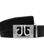 Black Db Icon Pattern Embossed Leather Belt With Silver Db Classic Thru Buckle