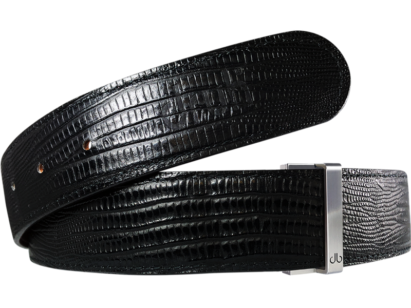 Black Lizard Textured Leather Belt