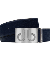 Dark Blue Db Icon Pattern Embossed Leather Belt With Silver Druh Db Classic Buckle