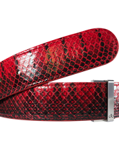 Red Snakeskin Leather Belt