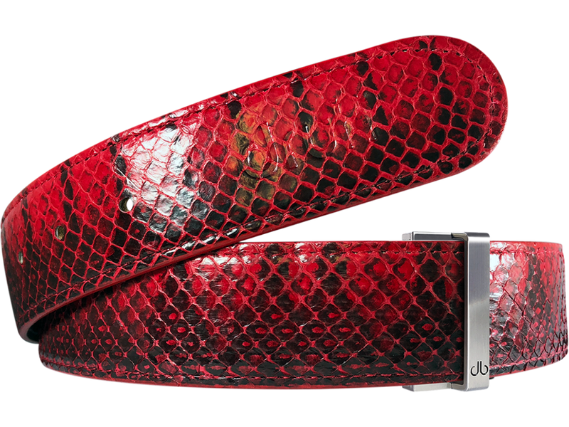 Red Snakeskin Leather Belt