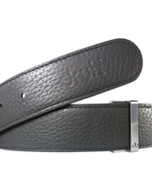 Grey Full Grain Textured Leather Belt