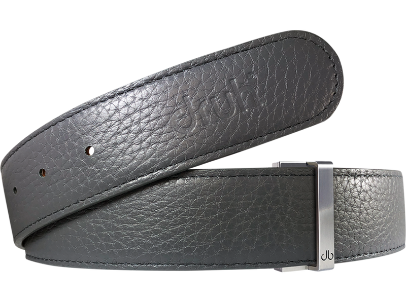 Grey Full Grain Textured Leather Belt