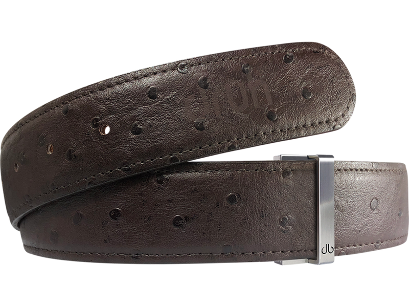 Brown Ostrich Textured Leather Belt