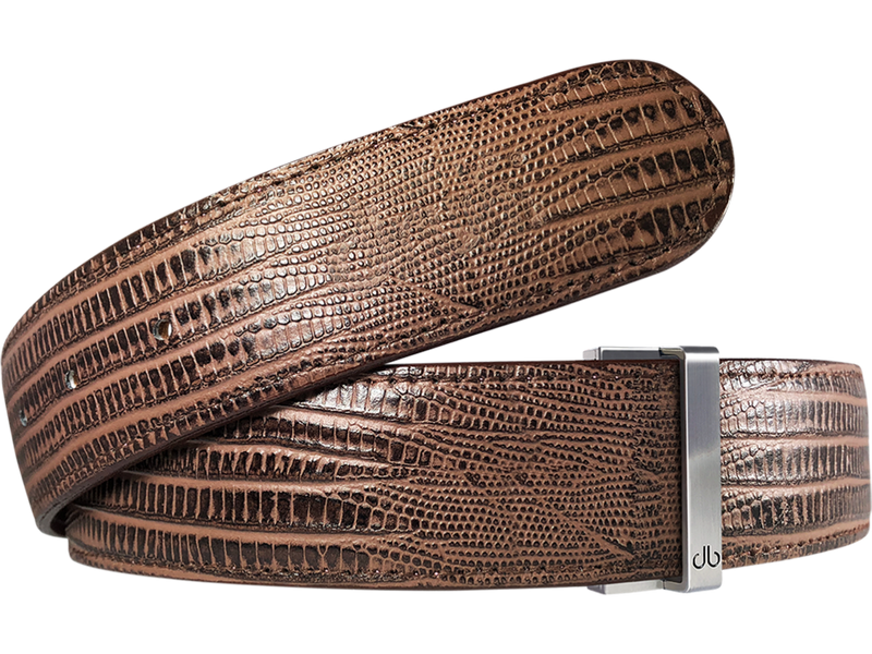Brown Lizard Textured Leather Belt