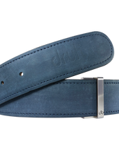 Blue Plain Textured Leather Belt